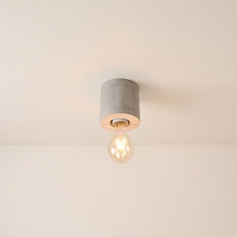 Lustre plafonnier rond industriel en béton gris, gris
