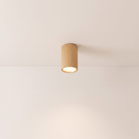 Lustre plafonnier tubulaire doré en aluminium rainuré, s