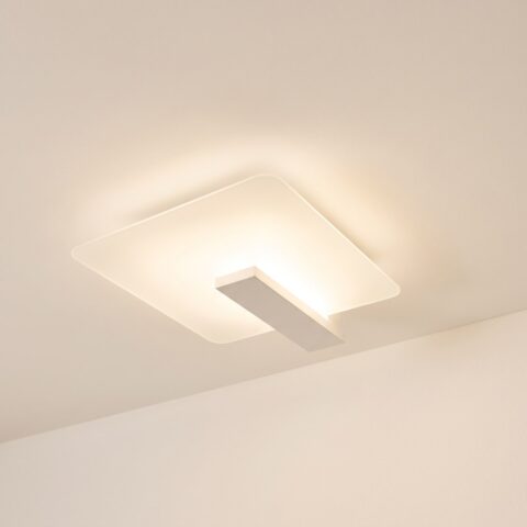 Lustre plafonnier verre et bois au charme naturel, blanc