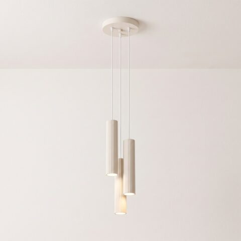 Lustre suspension verticale moderne pour éclairage ciblé, beige