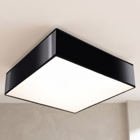 Plafonnier carré plat à diffuseur blanc de 35 cm noir