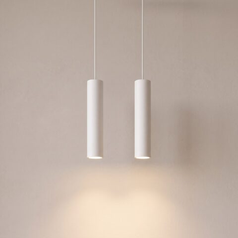 Suspension 2 tubes en métal blanche