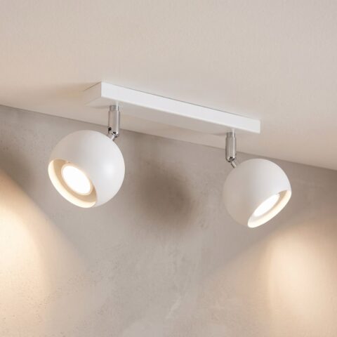 Plafonnier 2 spots boules orientables blanc