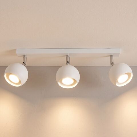 Plafonnier 3 spots boules orientables blanc