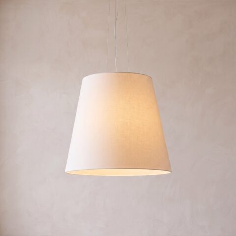 Suspension abat-jour conique en tissu blanche