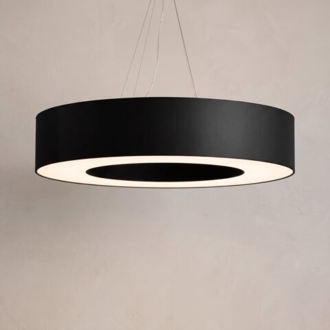 Suspension anneau en tissu noir de 90 cm allumée