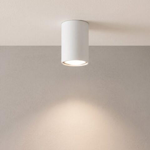 Plafonnier spot tube en métal de 10 cm blanc