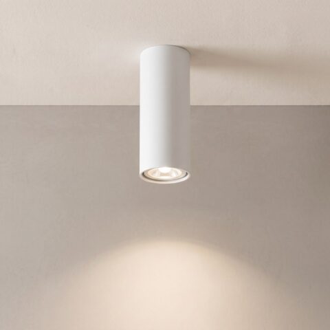 Plafonnier spot tube en métal blanc
