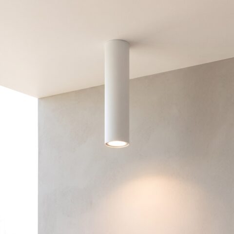 Plafonnier spot tube en métal de 40 cm blanc