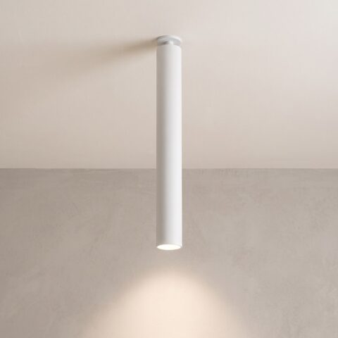 Plafonnier spot tube long en métal blanc