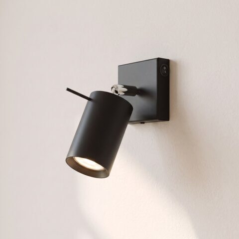 Applique murale spot orientable avec interrupteur noire