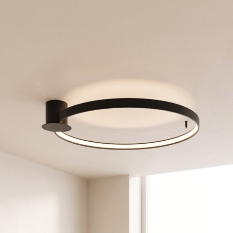 Plafonnier anneau LED de 78 cm noir