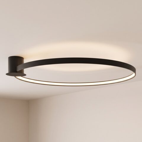 Plafonnier anneau LED de 110 cm noir