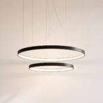 Lustre 2 anneaux LED en cascade noir