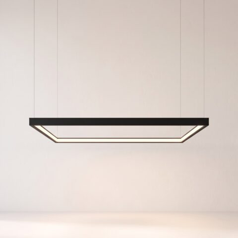 Lustre cadre carré LED de 110 x 110 cm noir