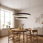 Lustre à 2 anneaux LED dans un grand salon