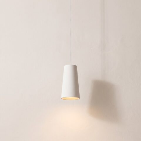 Suspension en céramique blanche géométrique, blanc