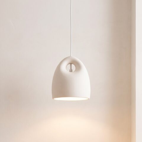 Suspension en céramique blanche au style contemporain et minimaliste, blanc