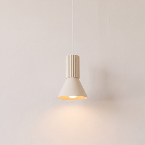 Suspension conique design en acier et aluminium beige, m