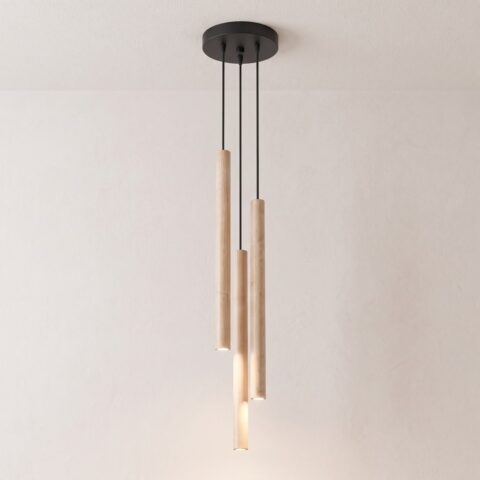 Suspension cylindrique en bois naturel, m