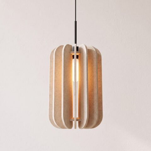 Suspension design en tissu feutré teintes naturelles, beige