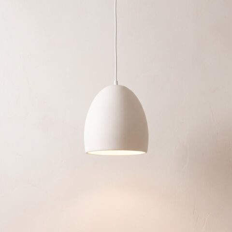 Suspension minimaliste en céramique blanche, blanc