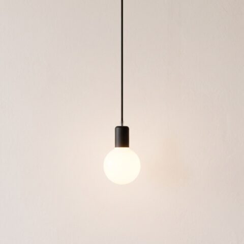 Suspension minimaliste avec corde noire sans abat-jour, noir