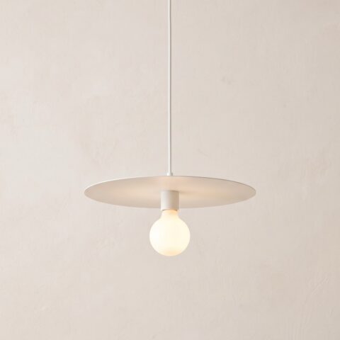 Suspension moderne en acier blanc ou noir avec abat-jour rond, blanc