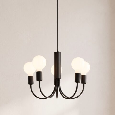 Suspension noire moderne style chandelier, noir