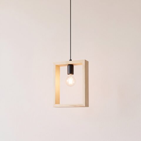 Suspension scandinave en bois naturel et métal, beige